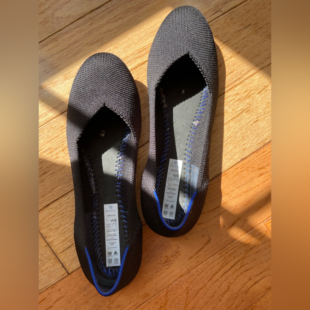 Rothy’s black ballet flats- classic addition size 8